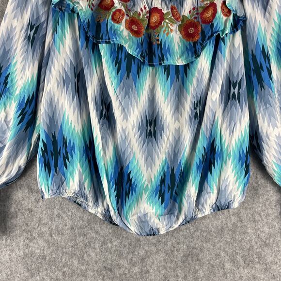 Savanna Jane Embroidered Top Womens 2X Floral Off Shoulder Colorful Boho NEW - Picture 3 of 14